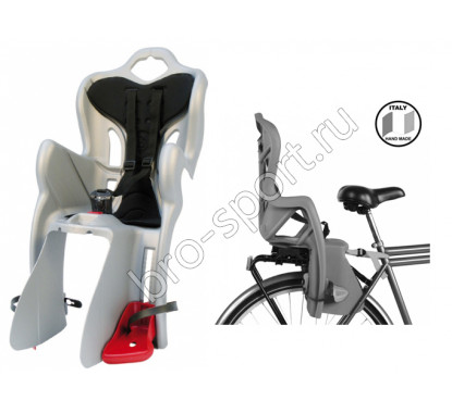 BELLELLI Сидение заднее B-One Clamp, серебристое с черной вставкой до 22кг